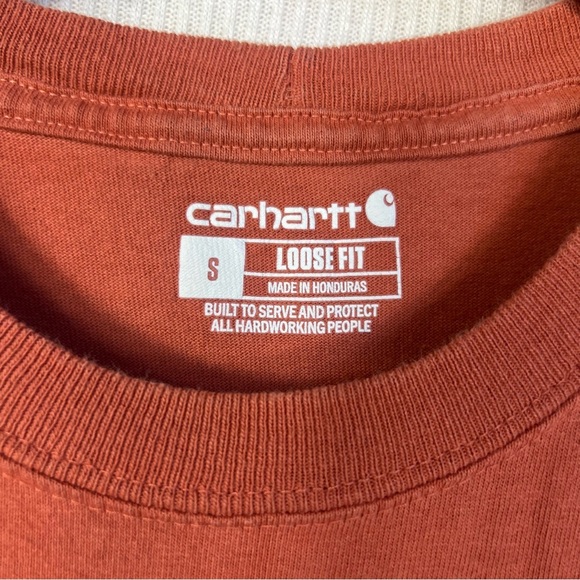 Carhartt Loose Fit Pocket T-Shirt Men’s Small Rust Orange Cotton Workwear Crew - Picture 3 of 7